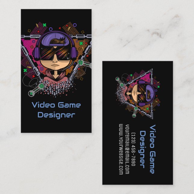 Tarjeta De Visita Diseñador de videojuegos de Gamer Boy (Anverso / Reverso)