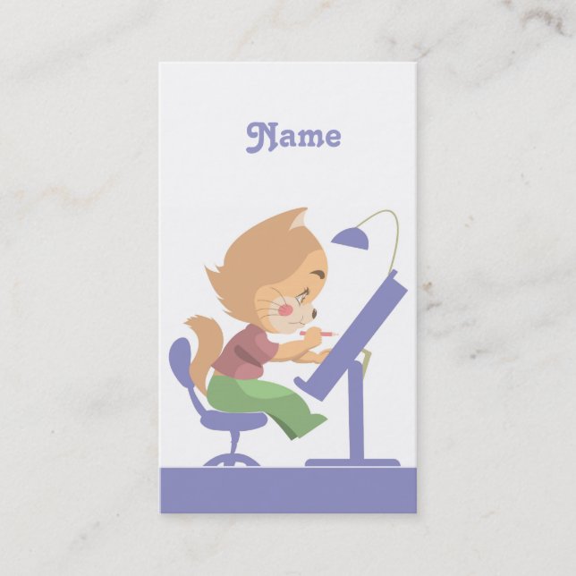 Tarjeta De Visita Diseñador divertido del gato (Anverso)