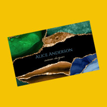 Diseñador Elegante Ágata Oro Azul Verde