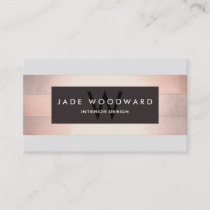 Tarjeta De Visita Diseñador elegante de bandas de cobre monograma