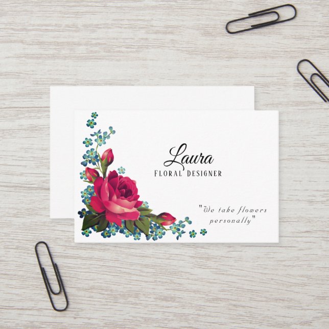 Tarjeta De Visita Diseñador elegante de flores (Anverso/Reverso In Situ)