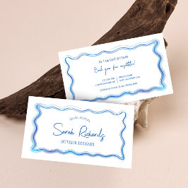 Tarjeta De Visita Diseñador elegante de marco de color azul dibujado