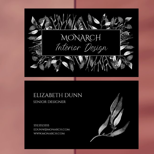 Tarjeta De Visita Diseñador elegante en blanco y negro (Black and White Elegant Designer Business Card)