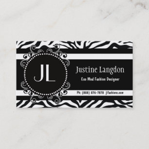 Tarjeta De Visita Diseñador elegante moderno del modelo de la cebra