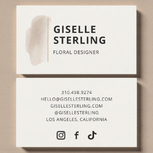 Tarjeta De Visita Diseñador floral acuarela beige neutro