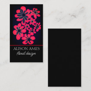 Tarjeta De Visita diseñador floral audaz rojo y negro