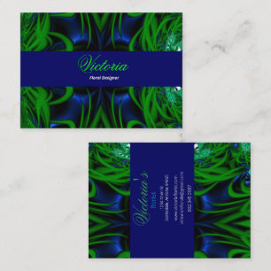 Tarjeta De Visita Diseñador floral Diseño azul y verde