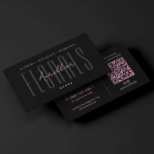 Tarjeta De Visita Diseñador floral estético rosa negro florista
