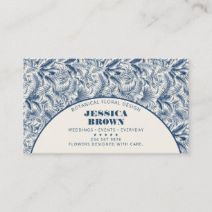 Tarjeta De Visita Diseñador Floral Florista Botánico Azul