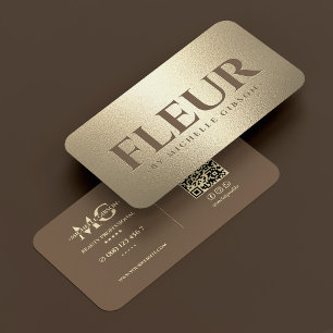 Tarjeta De Visita Diseñador Floral Florista de Lujo Fleur Brown Fals