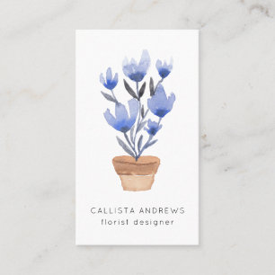Tarjeta De Visita Diseñador florista de flores de color azul cúbano