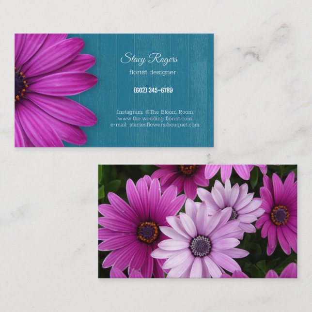 Tarjeta De Visita Diseñador florístico Fuscha Daisies (Anverso / Reverso)
