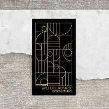 Diseñador Geométrico Moderno Art Deco Faux Gold/Bl