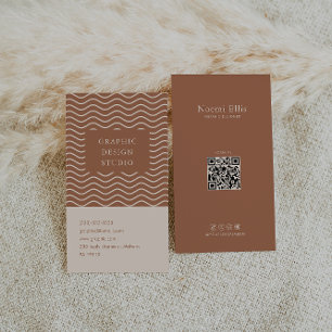 Tarjeta De Visita Diseñador gráfico de línea de curvas retro terraco