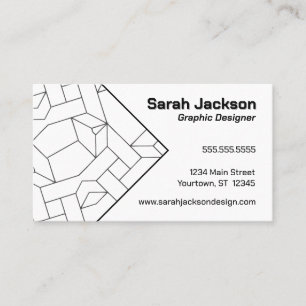 Tarjeta De Visita Diseñador gráfico de líneas blancas y negras