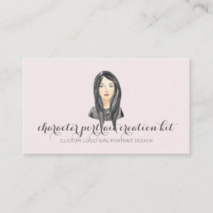 Tarjeta De Visita Diseñador Gráfico de Personajes de Retrato Creativ
