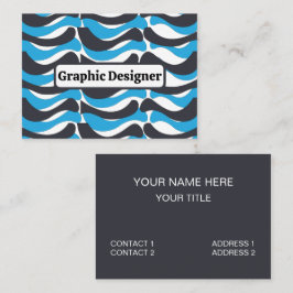Tarjeta De Visita Diseñador Gráfico de Rayas de Onda Azul