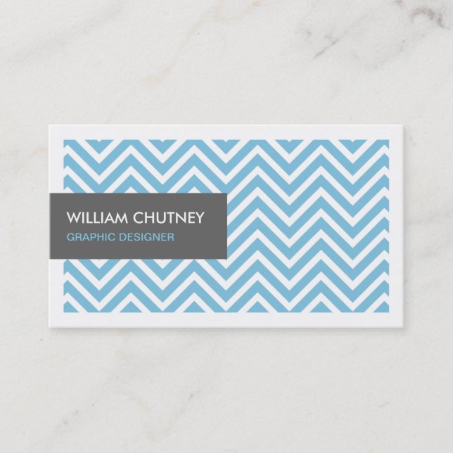 Tarjeta De Visita Diseñador gráfico - Zigzag Chevron azul claro (Anverso)