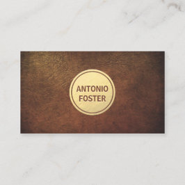 Tarjeta De Visita Diseñador interior de cuero marrón y círculo de Re