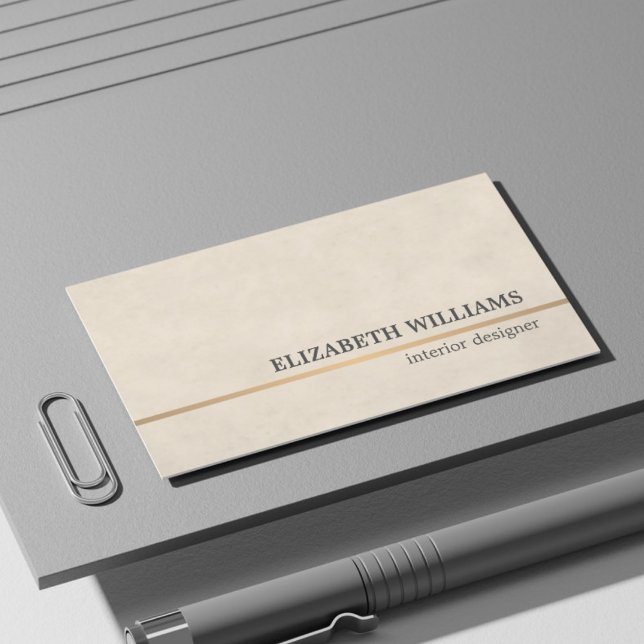 Tarjeta De Visita Diseñador interior de línea de cobre beige de text (Subido por el creador)