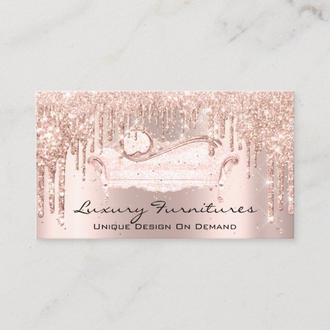 Tarjeta De Visita Diseñador interior Mobiliario único Rosa Sofa rosa (Anverso)