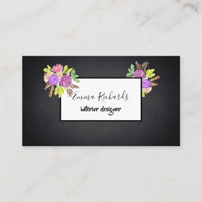 Tarjeta De Visita Diseñador interior moderno de pizarra de cromograf (Anverso)