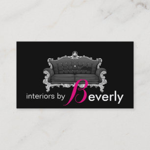 Tarjeta De Visita Diseñador interior moderno rosa y negro