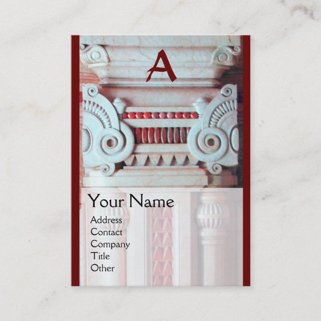 Tarjeta De Visita DISEÑADOR INTERIOR, Monograma de ARQUITECTURA, (Anverso)