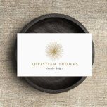 TARJETA DE VISITA DISEÑADOR MODERNISTA DE VINTAGE, DECORADOR<br><div class="desc">Un logotipo dorado sputnik junto con tu nombre o nombre de negocio crea un diseño modernista único y vintage para tu marca. ¡Ideal para decoradores y diseñadores de interiores! © 1201AM CREATIVE</div>