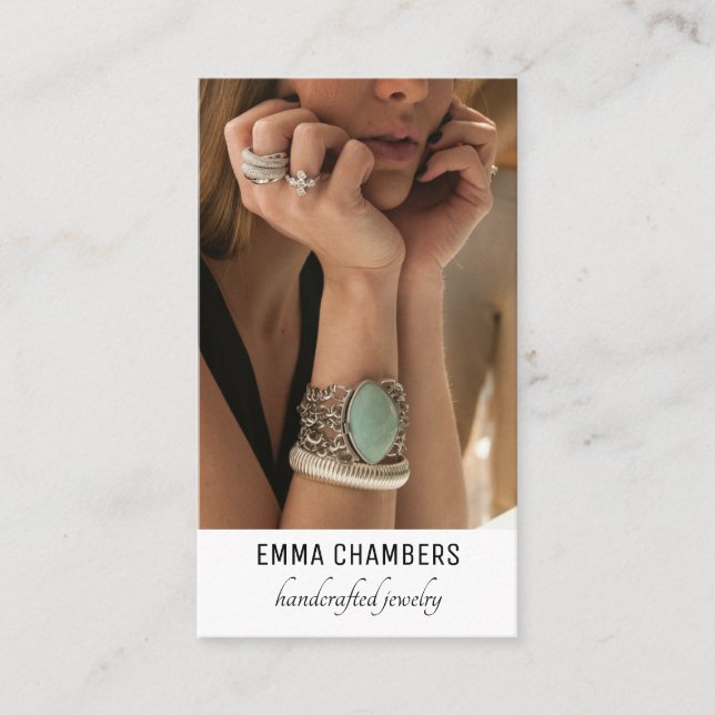 Tarjeta De Visita Diseñador moderno de joyas artesanales (Anverso)
