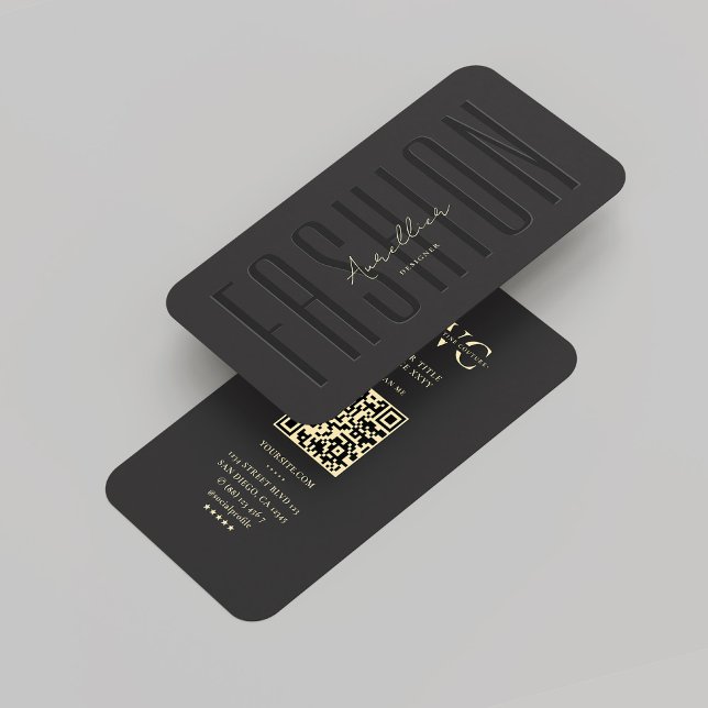Tarjeta De Visita Diseñador moderno de moda Monograma Oro negro (Modern Fashion Designer Monogram Black Gold Business Card
)