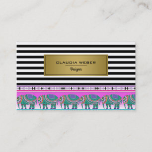 Tarjeta De Visita Diseñador moderno de moda rayas blancas y negras