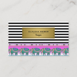 Tarjeta De Visita Diseñador moderno de moda rayas blancas y negras