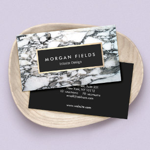 Tarjeta De Visita Diseñador moderno Piedra de mármol blanco y negro
