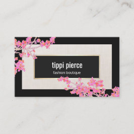 Tarjeta De Visita Diseñador moderno y elegante de flores rosa