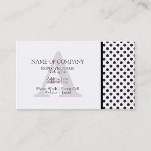 Tarjeta De Visita Diseñador Monograma Elegante puntos de Polka Blan