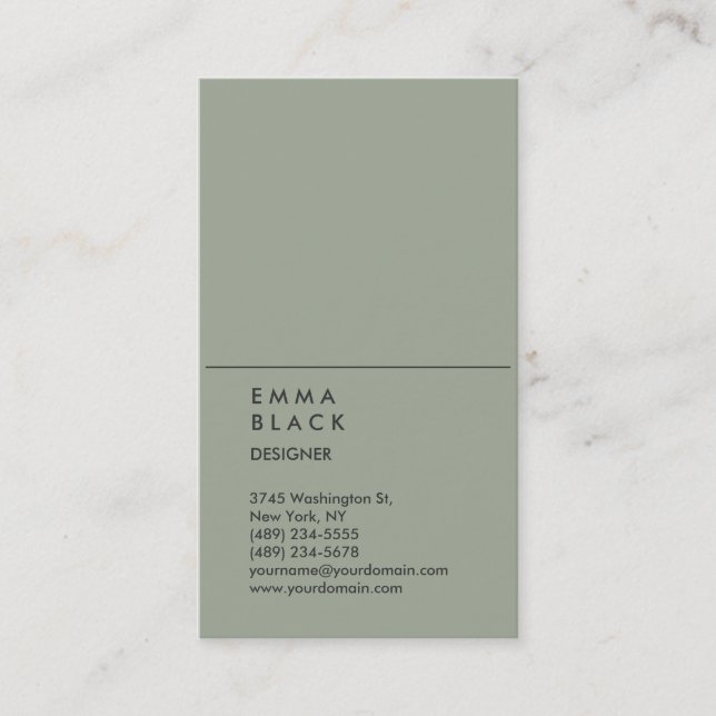 Tarjeta De Visita Diseñador profesional de estilo gris de Moda verti (Anverso)