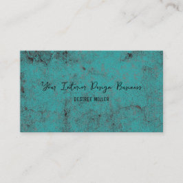 Tarjeta De Visita Diseñador Verde azulado de Moda negro de textura
