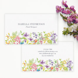 Tarjeta De Visita Diseñadora de flores silvestres acuarela boho