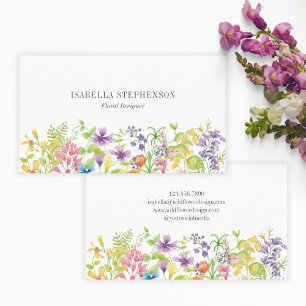 Tarjeta De Visita Diseñadora de flores silvestres acuarela boho