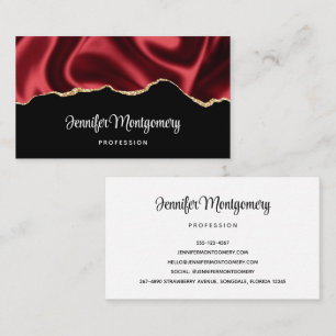 Tarjeta De Visita Diseño abstracto de satén de Wavy Wavy Glam rojo o