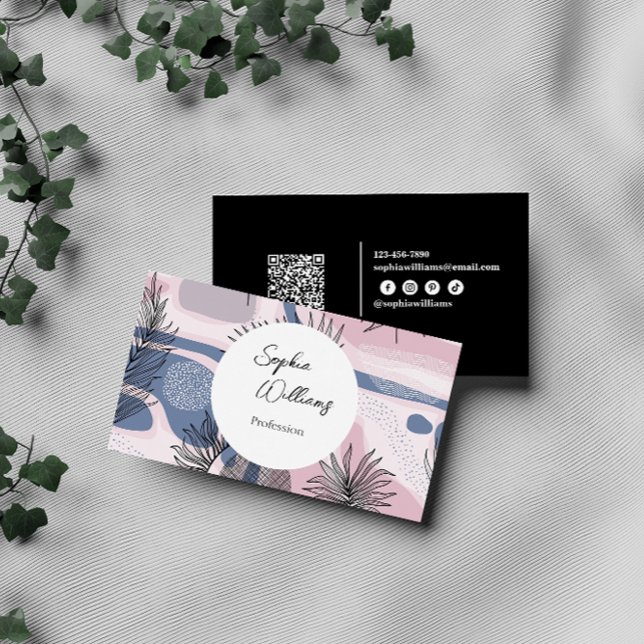 Tarjeta De Visita Diseño abstracto elegante con código QR (Subido por el creador)