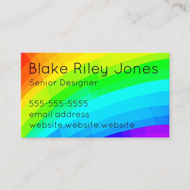 Tarjeta De Visita Diseño arcoiris de personalizable (Anverso)