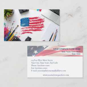 Tarjeta De Visita Diseño artístico de bandera estadounidense creativ