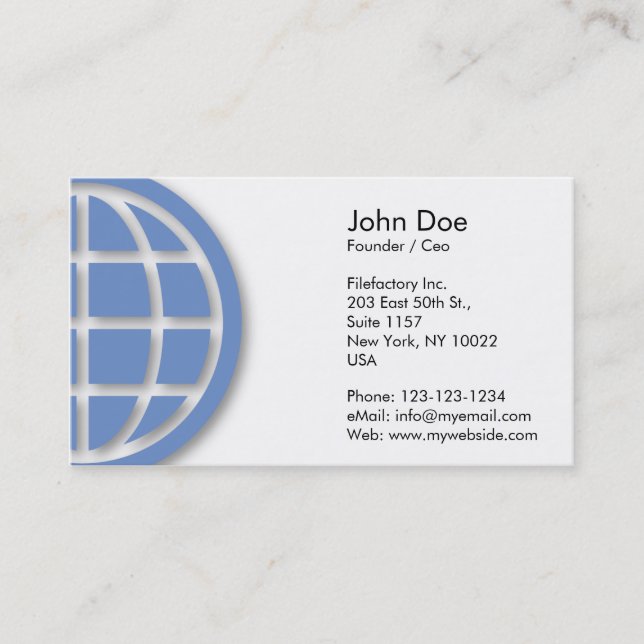 Tarjeta De Visita Diseño azul del globo (Anverso)