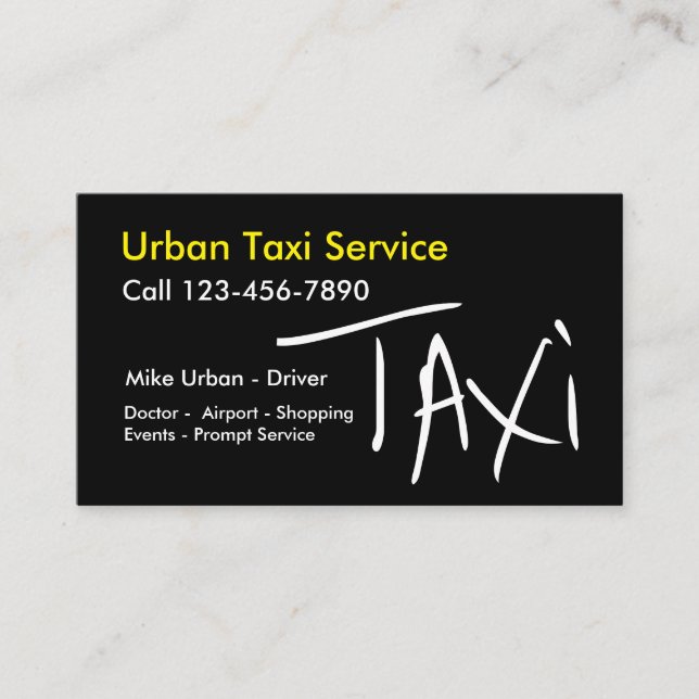 Tarjeta De Visita Diseño bilateral de moda del taxi simple (Anverso)