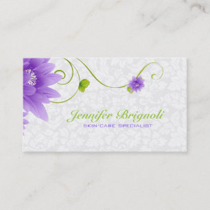 Tarjeta De Visita Diseño Blanco Púrpura Y Verde