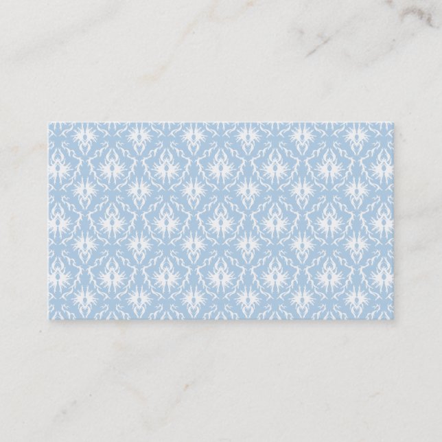 Tarjeta De Visita Diseño blanco y azul claro del damasco (Anverso)