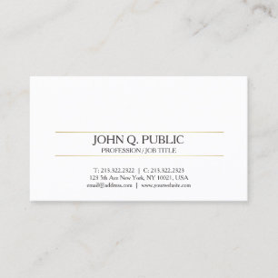 Tarjeta De Visita Diseño blanco y dorado profesional moderno