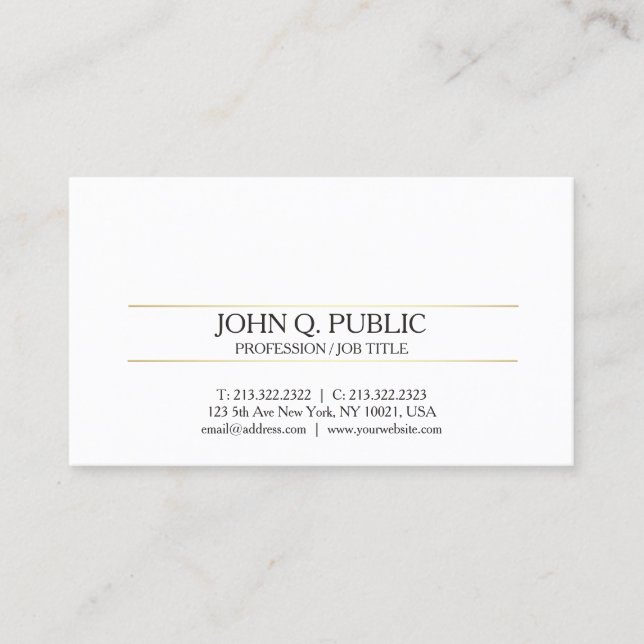 Tarjeta De Visita Diseño blanco y dorado profesional moderno (Anverso)